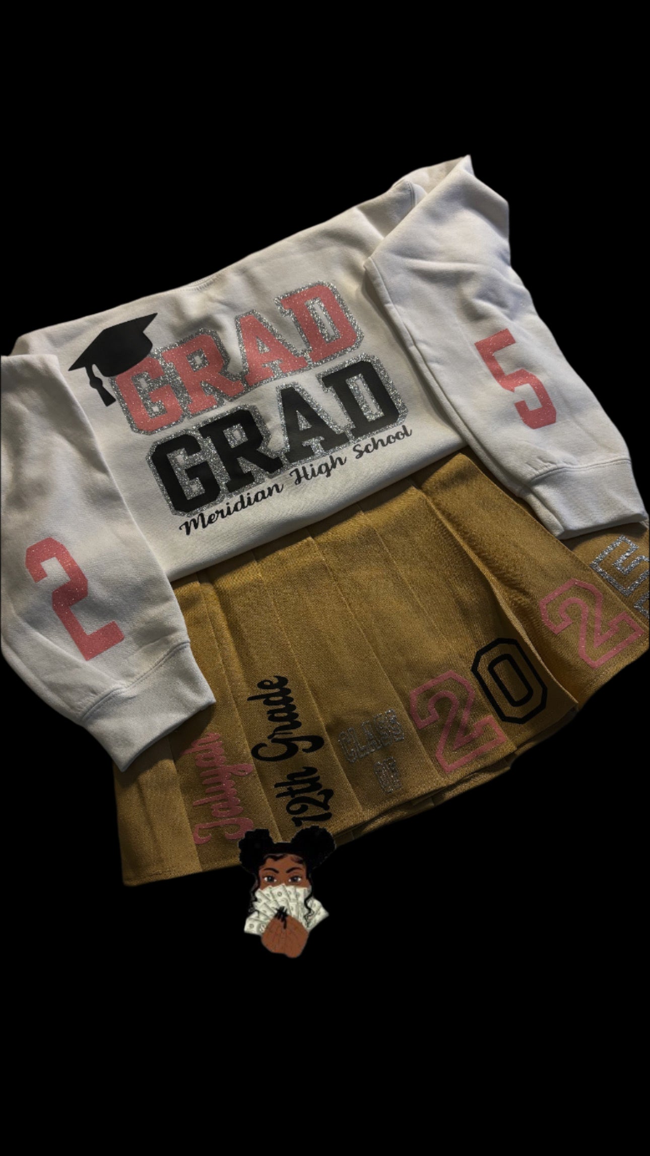 Graduation Senior Outfit Set - Sweater & Skirt , Class of 2024-2025 School Apparels